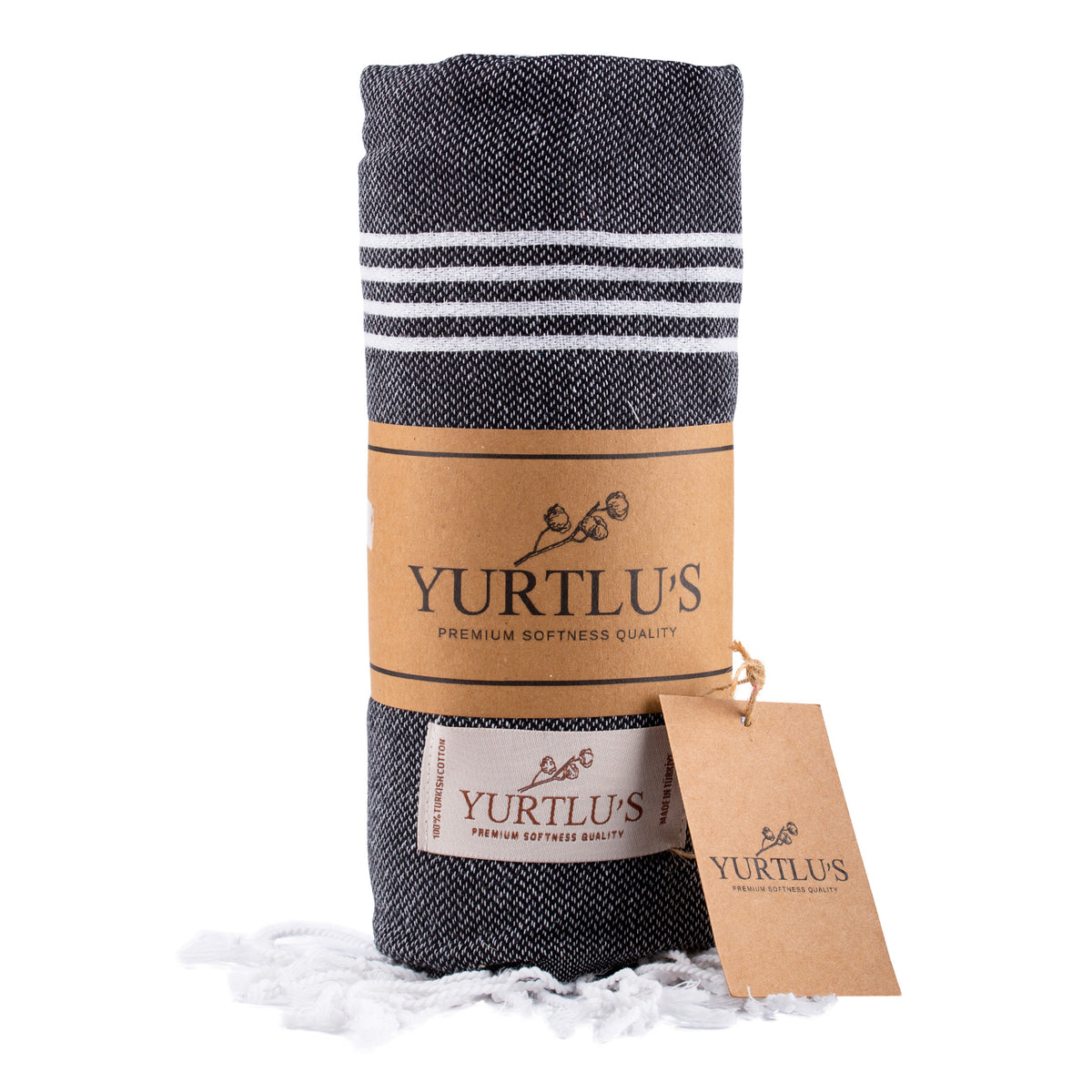 YURTLU’S Minimalist Series Premium Turkish Towel – Black