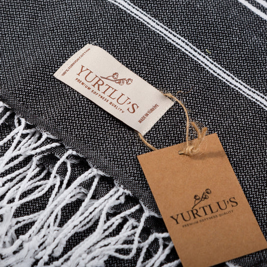 YURTLU’S Minimalist Series Premium Turkish Towel – Black