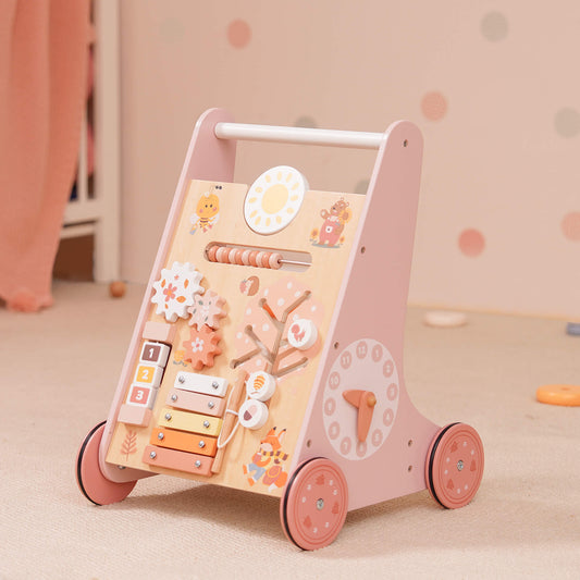 ROBUD Wooden Pink Baby Push Walker