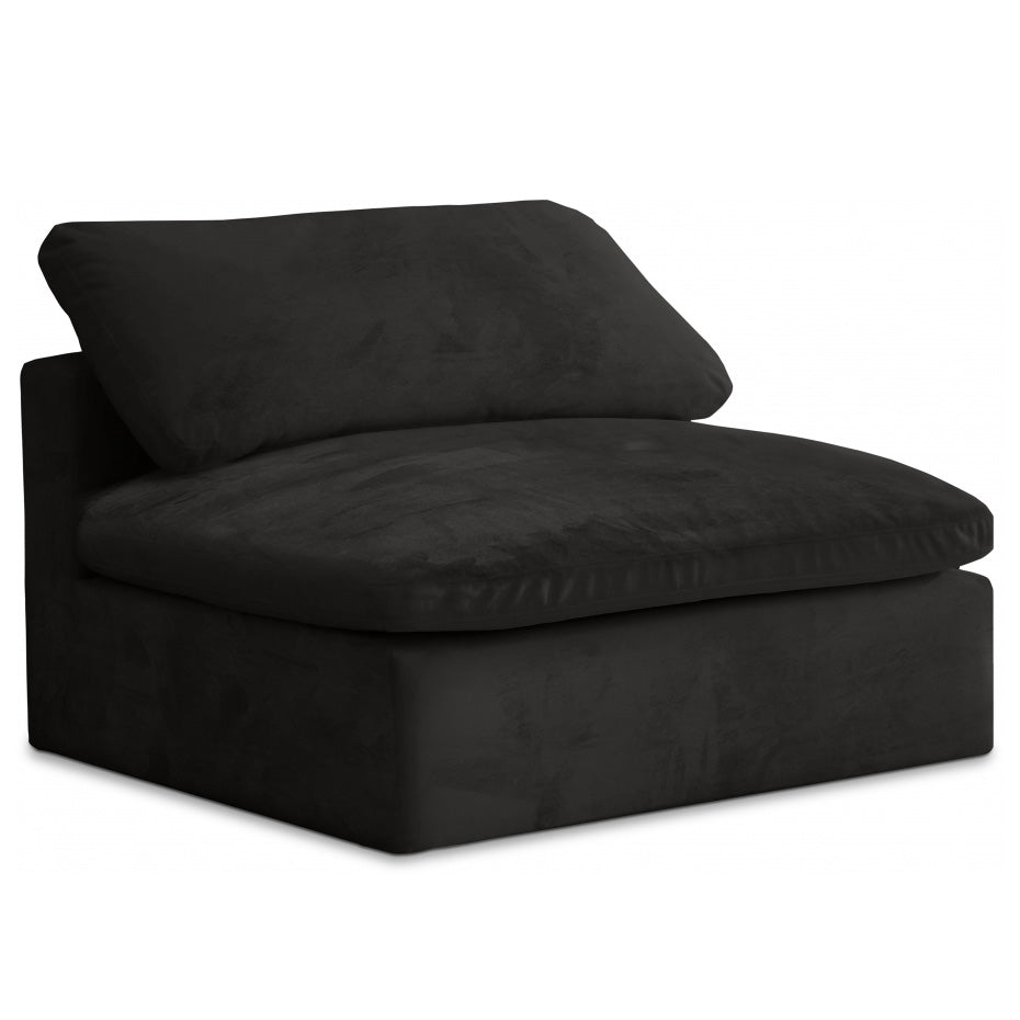 Cozy Velvet Modular Fiber Filled Comfort Overstuffed Armless Chair