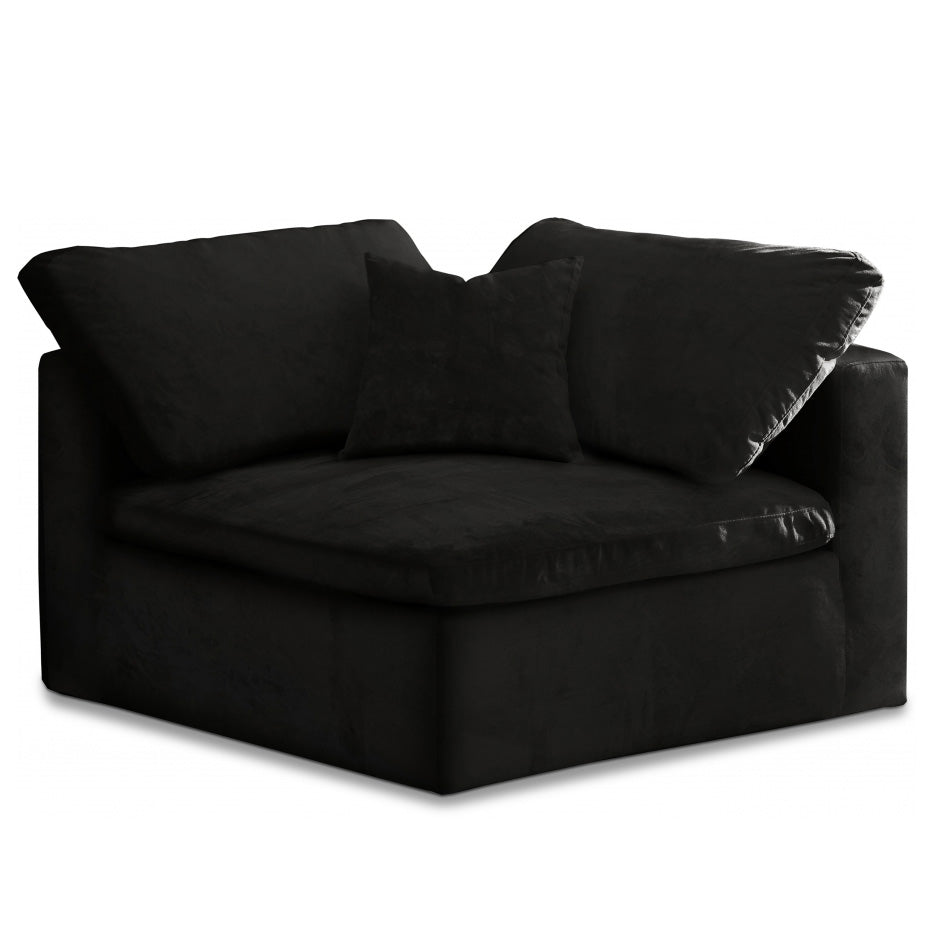 Cozy Velvet Modular Fiber Filled Comfort Overstuffed Corner Chair