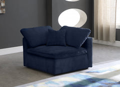 Cozy Velvet Modular Fiber Filled Comfort Overstuffed Corner Chair