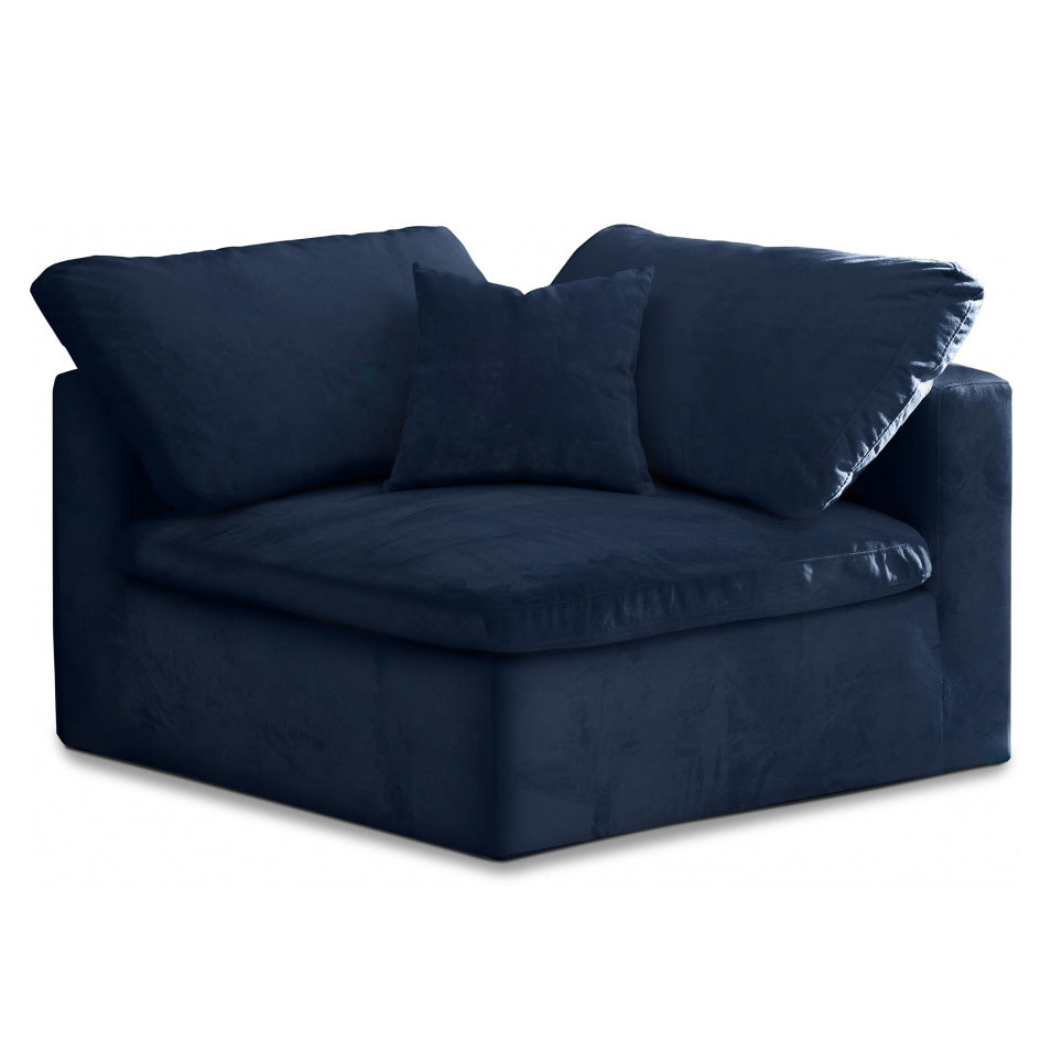 Cozy Velvet Modular Fiber Filled Comfort Overstuffed Corner Chair