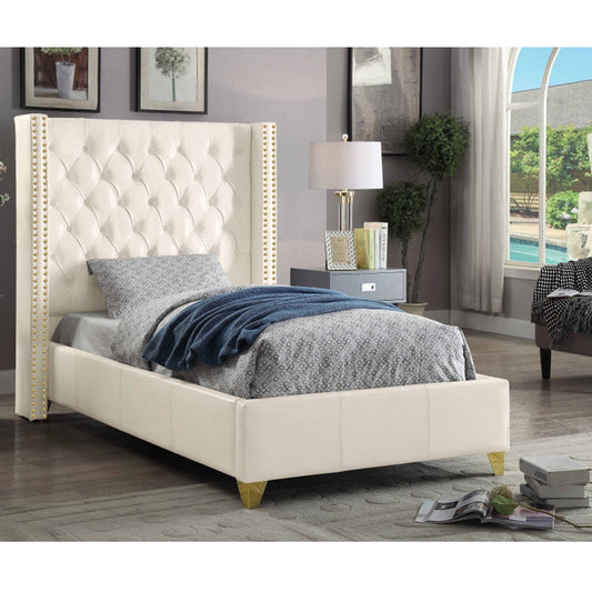 Soho White Bonded Leather Twin Bed