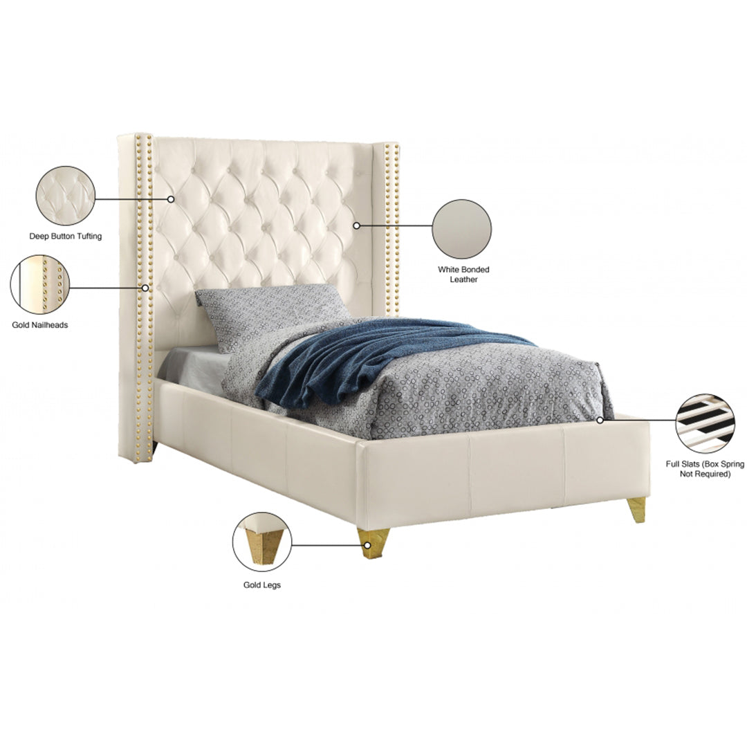Soho White Bonded Leather Twin Bed