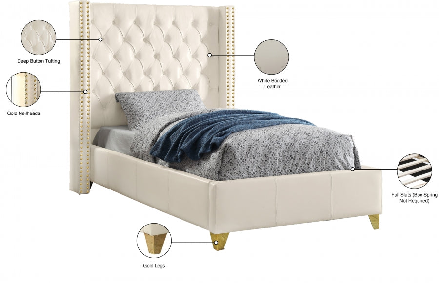 Soho White Bonded Leather Bed