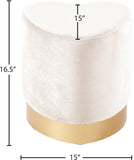 Heart Velvet Upholstered Stool