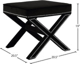 Nixon Contemporary Ottoman Bench with Chrome Nailheads - Stylish X-Shaped Legs for Any Room