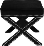 Nixon Contemporary Ottoman Bench with Chrome Nailheads - Stylish X-Shaped Legs for Any Room