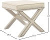 Nixon Contemporary Ottoman Bench with Chrome Nailheads - Stylish X-Shaped Legs for Any Room