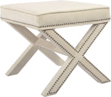 Nixon Contemporary Ottoman Bench with Chrome Nailheads - Stylish X-Shaped Legs for Any Room