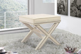 Nixon Contemporary Ottoman Bench with Chrome Nailheads - Stylish X-Shaped Legs for Any Room