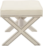 Nixon Contemporary Ottoman Bench with Chrome Nailheads - Stylish X-Shaped Legs for Any Room