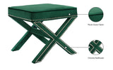 Nixon Contemporary Ottoman Bench with Chrome Nailheads - Stylish X-Shaped Legs for Any Room