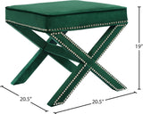 Nixon Contemporary Ottoman Bench with Chrome Nailheads - Stylish X-Shaped Legs for Any Room