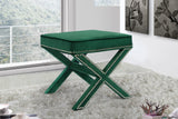 Nixon Contemporary Ottoman Bench with Chrome Nailheads - Stylish X-Shaped Legs for Any Room