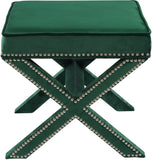 Nixon Contemporary Ottoman Bench with Chrome Nailheads - Stylish X-Shaped Legs for Any Room