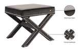 Nixon Contemporary Ottoman Bench with Chrome Nailheads - Stylish X-Shaped Legs for Any Room
