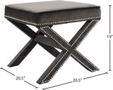 Nixon Contemporary Ottoman Bench with Chrome Nailheads - Stylish X-Shaped Legs for Any Room