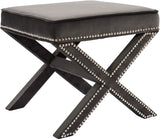 Nixon Contemporary Ottoman Bench with Chrome Nailheads - Stylish X-Shaped Legs for Any Room