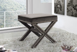 Nixon Contemporary Ottoman Bench with Chrome Nailheads - Stylish X-Shaped Legs for Any Room