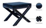 Nixon Contemporary Ottoman Bench with Chrome Nailheads - Stylish X-Shaped Legs for Any Room