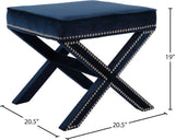 Nixon Contemporary Ottoman Bench with Chrome Nailheads - Stylish X-Shaped Legs for Any Room