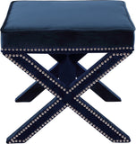Nixon Contemporary Ottoman Bench with Chrome Nailheads - Stylish X-Shaped Legs for Any Room