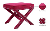 Nixon Contemporary Ottoman Bench with Chrome Nailheads - Stylish X-Shaped Legs for Any Room