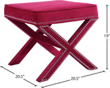 Nixon Contemporary Ottoman Bench with Chrome Nailheads - Stylish X-Shaped Legs for Any Room