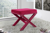 Nixon Contemporary Ottoman Bench with Chrome Nailheads - Stylish X-Shaped Legs for Any Room