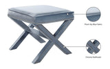 Nixon Contemporary Ottoman Bench with Chrome Nailheads - Stylish X-Shaped Legs for Any Room