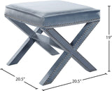 Nixon Contemporary Ottoman Bench with Chrome Nailheads - Stylish X-Shaped Legs for Any Room