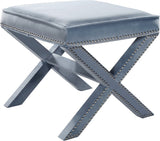 Nixon Contemporary Ottoman Bench with Chrome Nailheads - Stylish X-Shaped Legs for Any Room