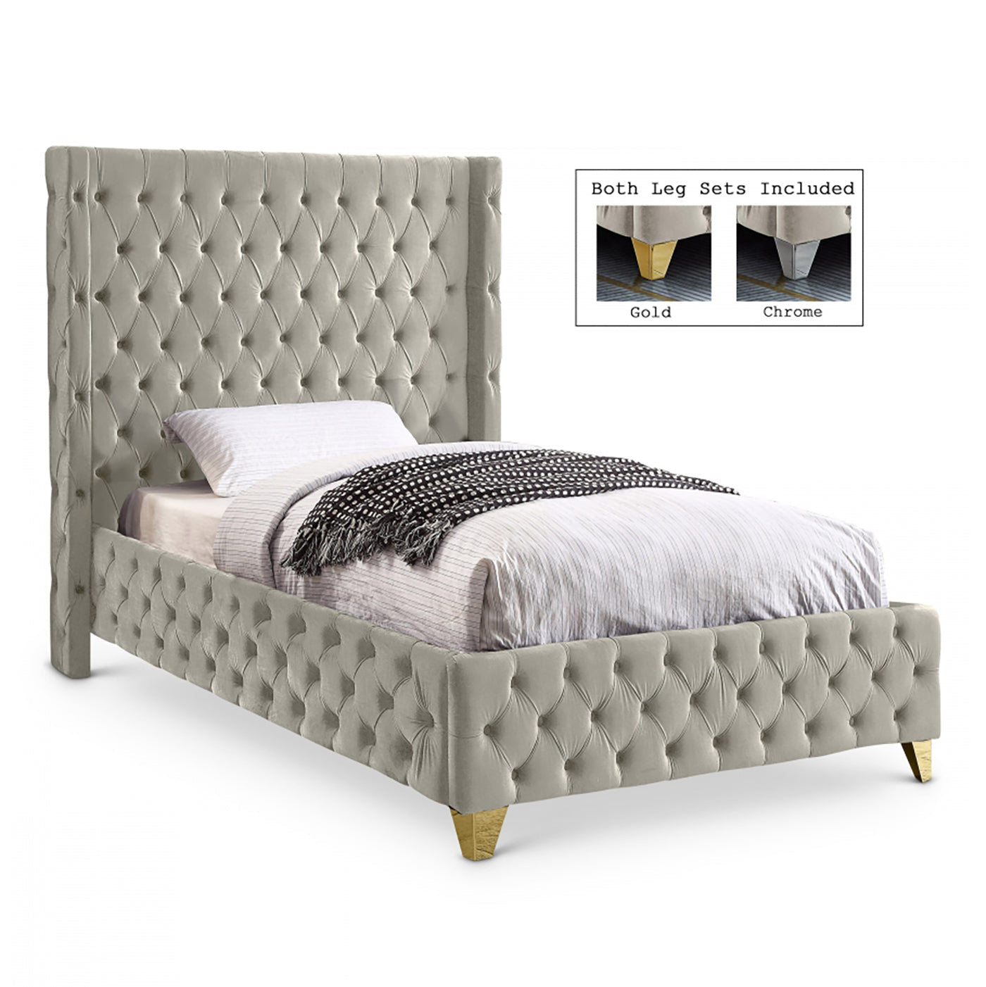 Savan Velvet Twin Bed