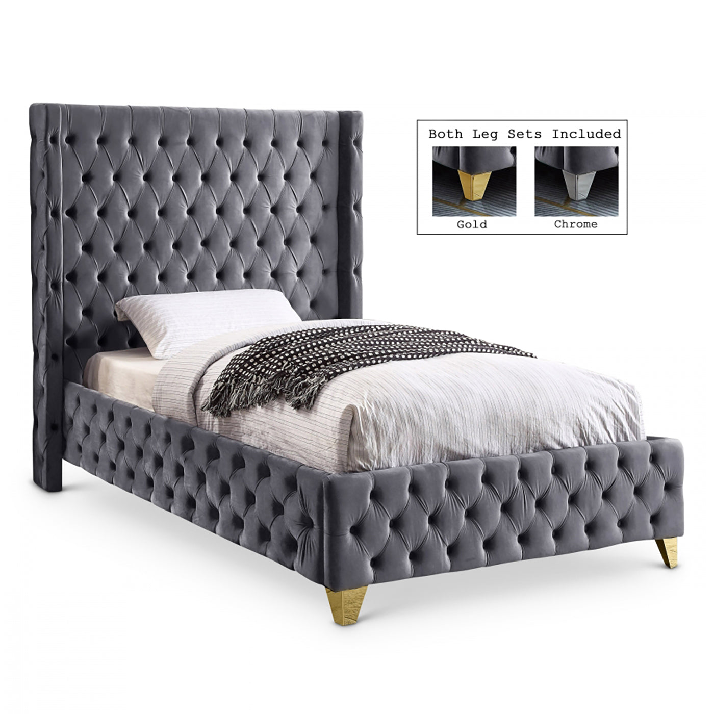 Savan Velvet Twin Bed