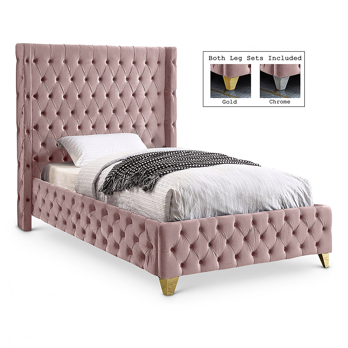 Savan Velvet Twin Bed