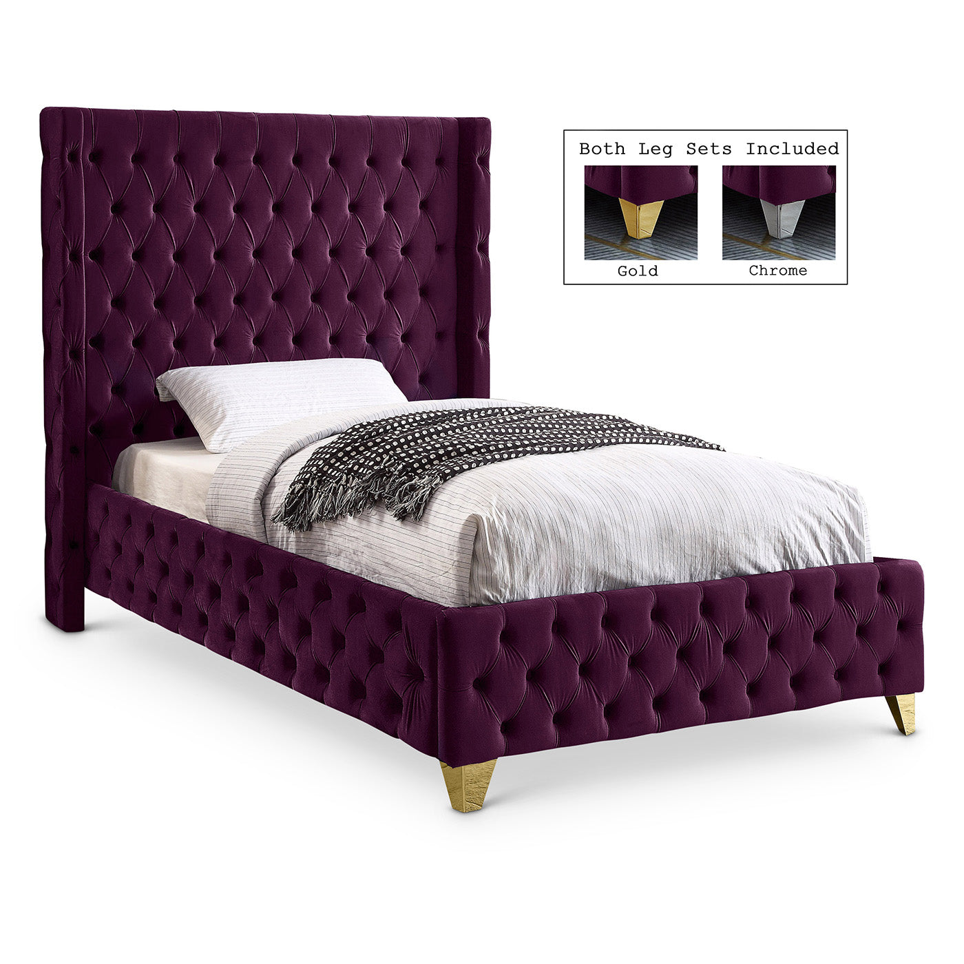 Savan Velvet Twin Bed