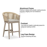 PURPLE LEAF Counter Stools Bar Stools Rattan Bar Stools Wicker Bar Chairs Woven Aluminum Barstools with Back and Cushions
