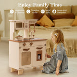 ROBUD Wooden Kids Play Kitchen Set - Mocha Montessori