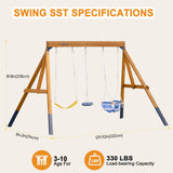 ROBUD Wooden Swing Set with Swings for Kids