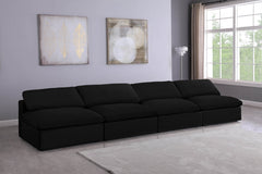 Serene Linen Textured Fabric Deluxe Comfort Modular Armless Sofa