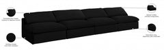 Serene Linen Textured Fabric Deluxe Comfort Modular Armless Sofa