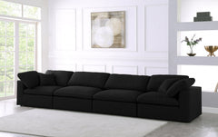 Serene Linen Textured Fabric Deluxe Comfort Modular Sofa