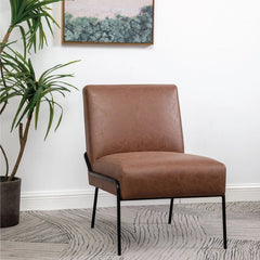 Armless Tufted Accent Chair w/ Metal Frame