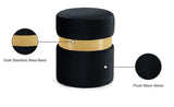 Hailey Plush Velvet Ottoman with Chic Stainless Steel Accents for Contemporary Living Spaces