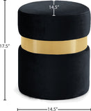 Hailey Plush Velvet Ottoman with Chic Stainless Steel Accents for Contemporary Living Spaces