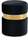 Hailey Plush Velvet Ottoman with Chic Stainless Steel Accents for Contemporary Living Spaces