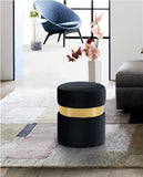 Hailey Plush Velvet Ottoman with Chic Stainless Steel Accents for Contemporary Living Spaces