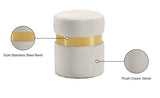 Hailey Plush Velvet Ottoman with Chic Stainless Steel Accents for Contemporary Living Spaces